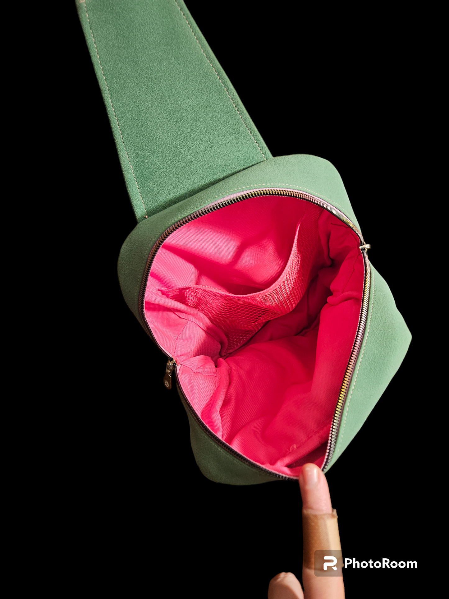 Floral pink and green crossbody sling bag