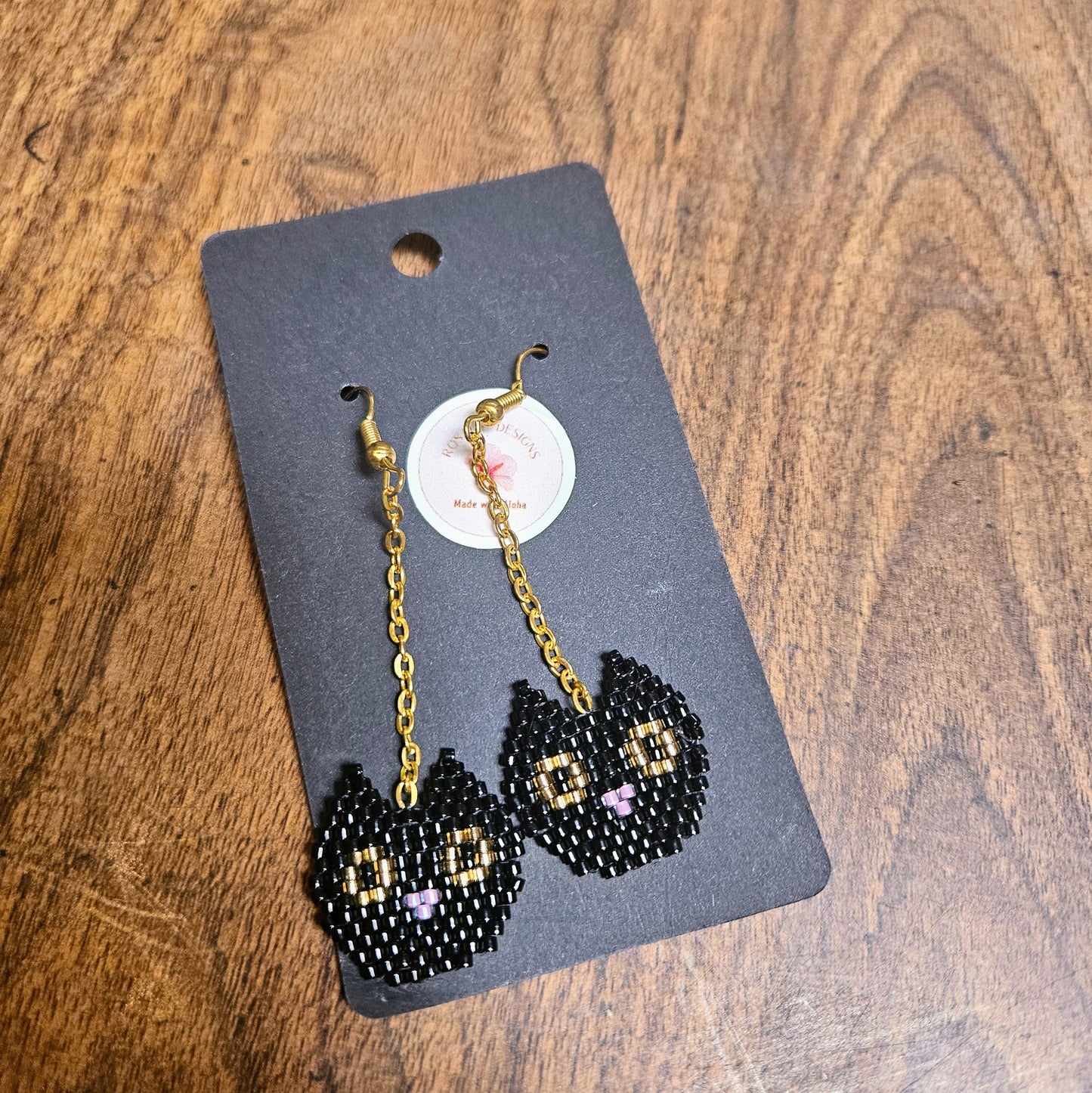 Black cat beaded earrings